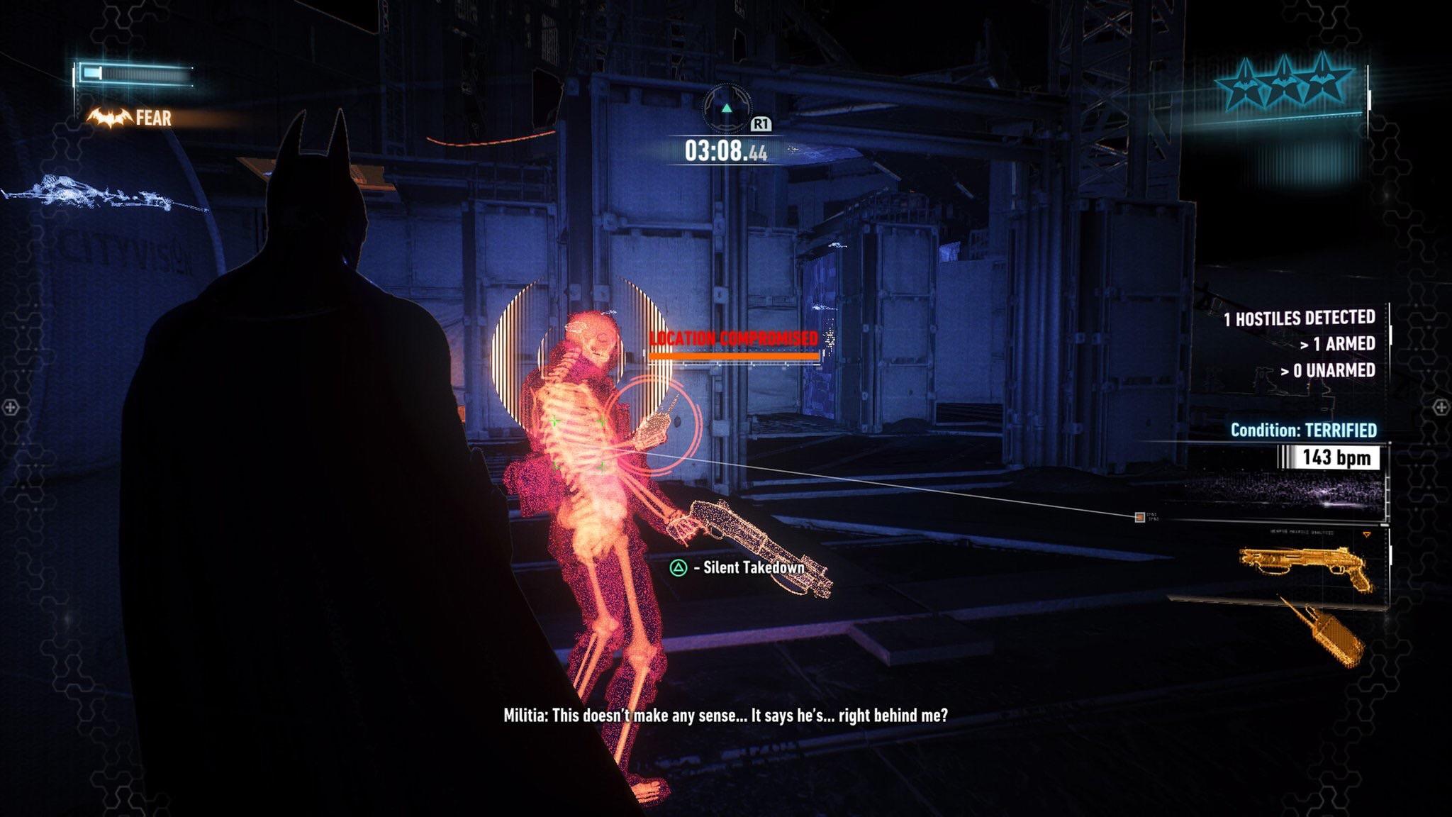 An example of Detective Mode in Batman: Arkham Knight